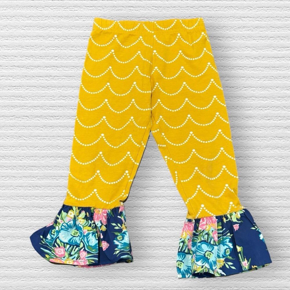 Eleanor Rose Zelda Ruffle Fall Boutique Pants 2t Mustard Blue